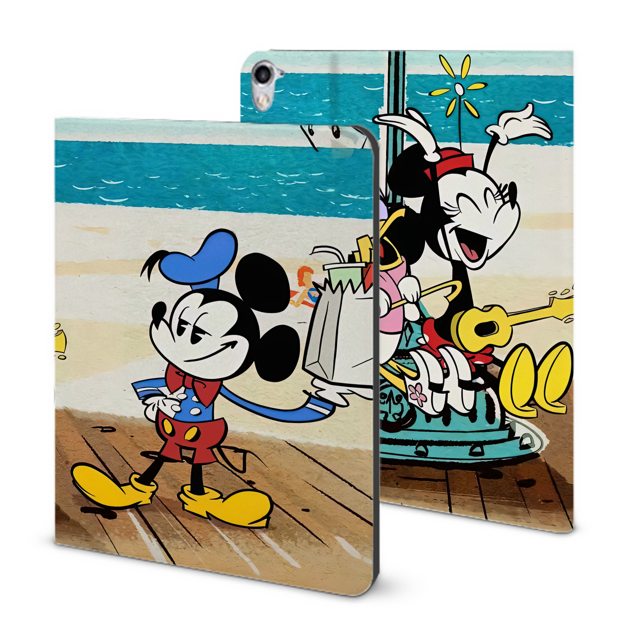 （画像用） ミッキーマウス Mickey Mouse IPad ケース ブック型 PUレザー TPU 耐衝撃 軽量 薄型 ペン収納なし 全面保護 IPad 各モデル対応